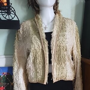 Tri Color Crop Jacket With Textured Surface